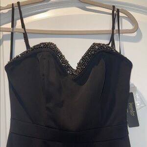 Laundry By Shelli Segal Elegant Black Strapless Dress with Beaded Detail